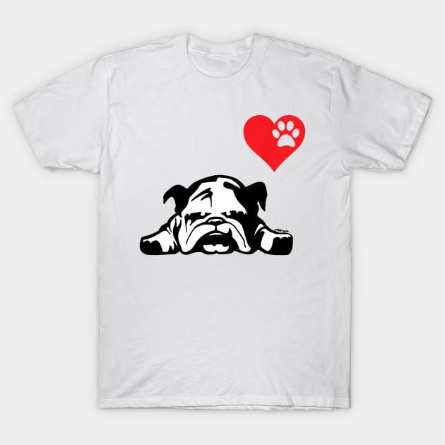 Bulldog Love Heart For Dog Owner T-Shirt by Xamgi